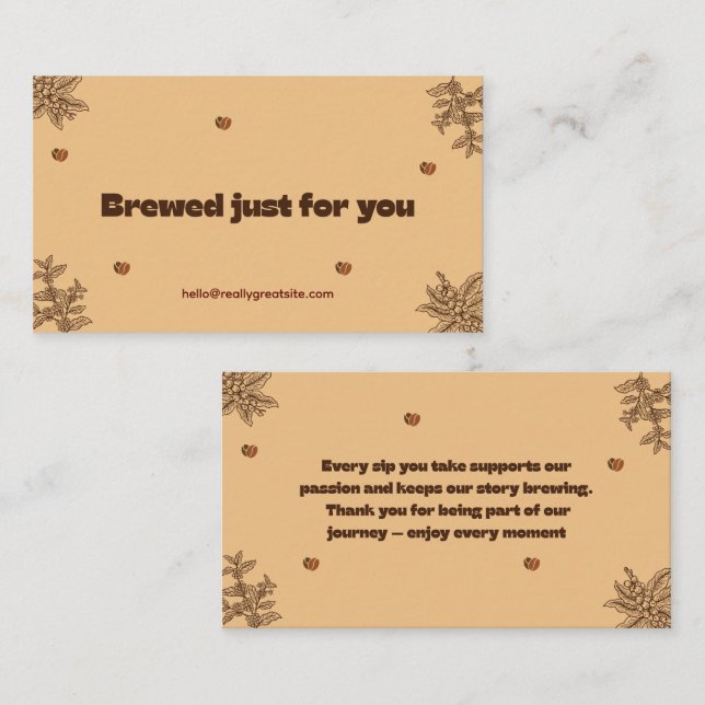Brewed Just For You Coffee Thank You Card (Front/Back)