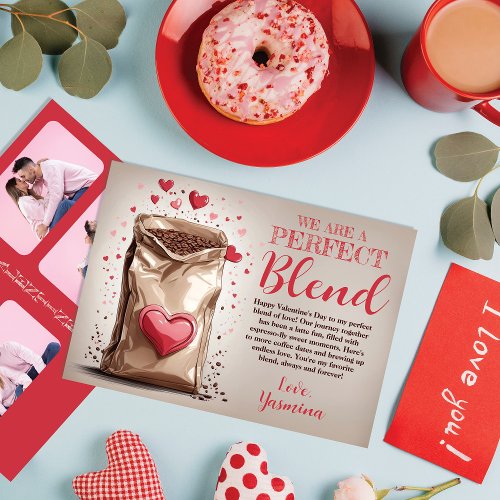 Brewed Love Perfect Blend 4 Photo Valentines Day Holiday Card
