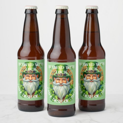 Brewed with Luck a Dash of Charm St Patricks Day Beer Bottle Label