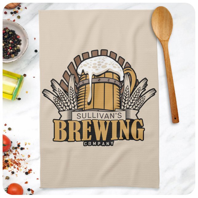 Brewery ADD NAME Craft Beer Brewing Company Bar Kitchen Towel (Creator Uploaded)