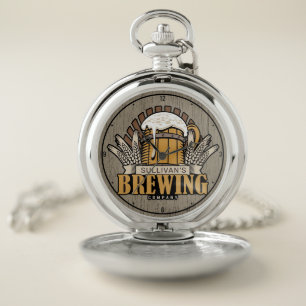 Brewery ADD NAME Craft Beer Brewing Company Bar Pocket Watch
