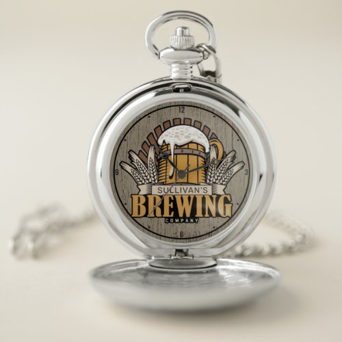 Brewery ADD NAME Craft Beer Brewing Company Bar Pocket Watch