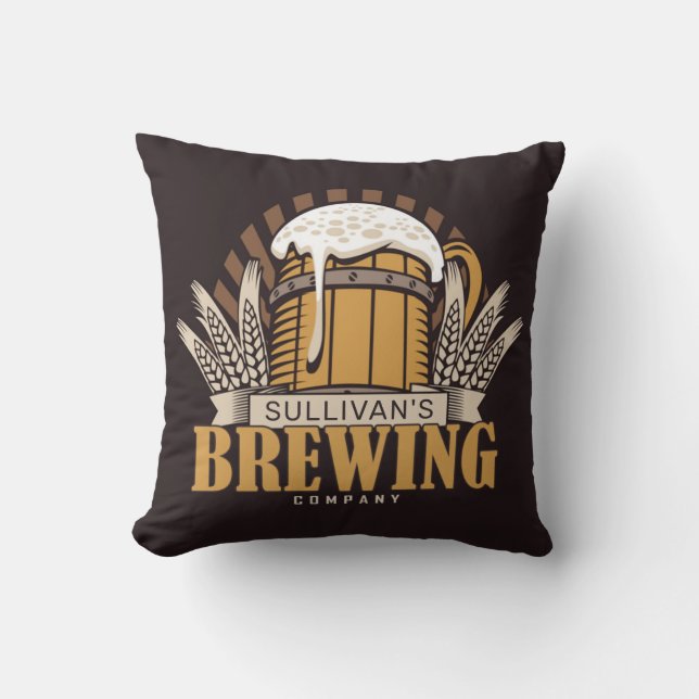Brewery ADD NAME Craft Beer Brewing Company Bar Throw Pillow (Front)