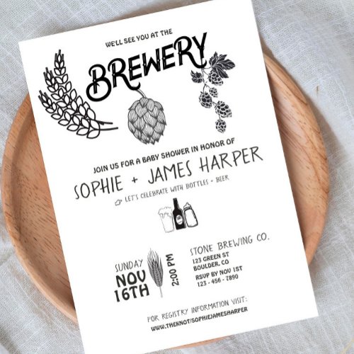 Brewery Baby _ BW _ Baby Shower Invitation