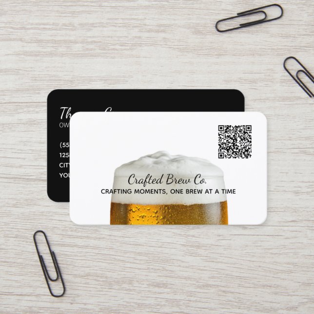 🍻 Brewery Beer Custom QR Business Card (Front/Back In Situ)