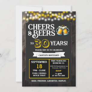 Brewery Birthday Cheers and Beers to 30 Years Invitation