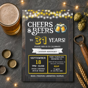 Brewery Birthday Cheers and Beers to 31 Years Invitation