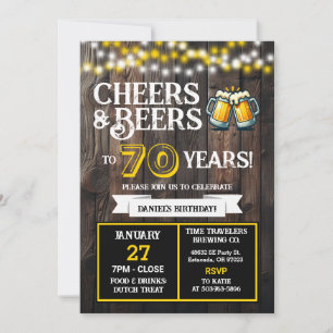 Brewery Birthday Cheers and Beers to 70 Years  Invitation