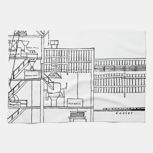 Brewery Blueprint Kitchen Towel (Horizontal)