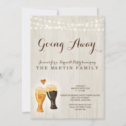 Brewery Going Away Party Invitation  Rustic Beer