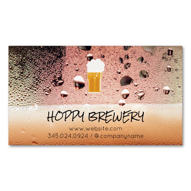 Brewery | Pub House | Beer Mug Business Card Magnet (Front)