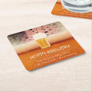 Brewery Pub House Beer Mug Square Paper Coaster