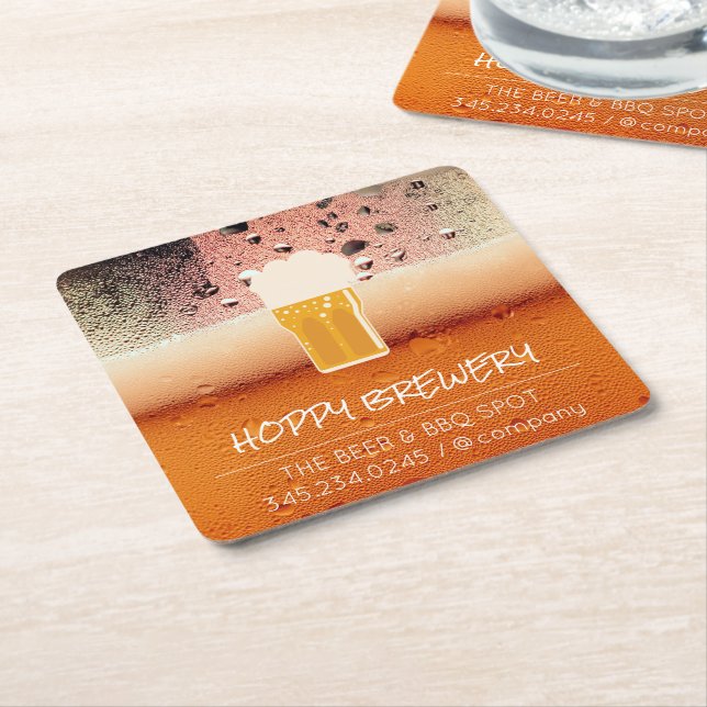 Brewery | Pub House | Beer Mug Square Paper Coaster (Angled)