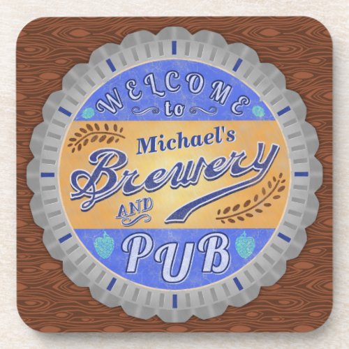 Brewery Pub Personalized Beer Bottle Cap Beverage Coaster