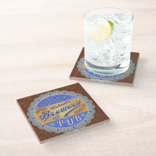Brewery Pub Personalized Beer Bottle Cap Glass Coaster