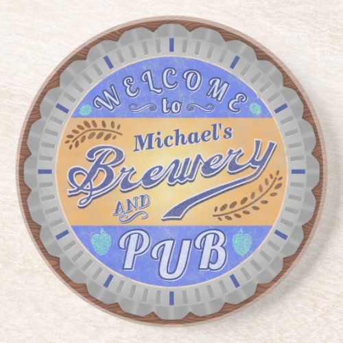 Brewery Pub Personalized Beer Bottle Cap Sandstone Coaster