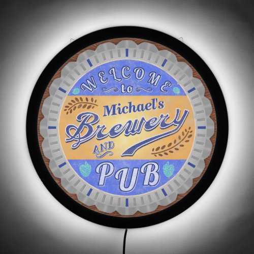 Brewery Pub Personalized Beer Bottle Cap Welcome LED Sign