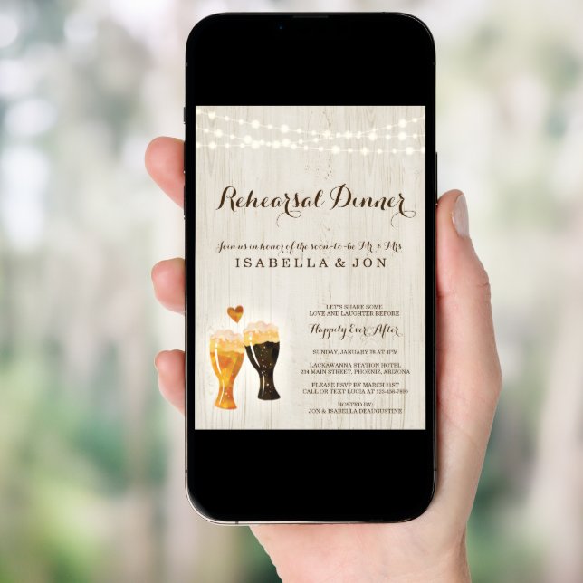 Brewery Rehearsal Dinner Invitation | Rustic Beer (Front Digital)