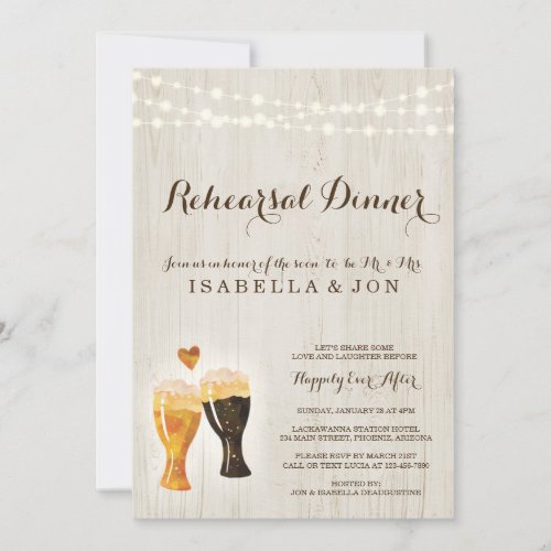 Brewery Rehearsal Dinner Invitation  Rustic Beer