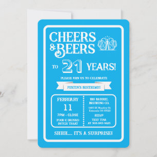 Brewery Surprise Cheers and Beers to 21 Years Invitation