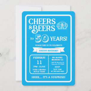 Brewery Surprise Cheers and Beers to 50 Years Invitation