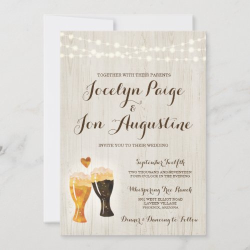 Brewery Wedding Invitation  Rustic Beer Toast