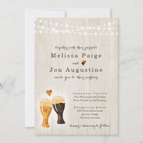 Brewery Wedding Invitation  Rustic Beer Toast