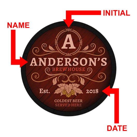 Brewhouse Renowned Circular Red Bar Sign (Design)