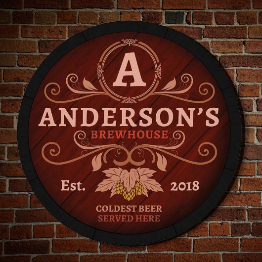 Brewhouse Renowned Circular Red Bar Sign (Red)