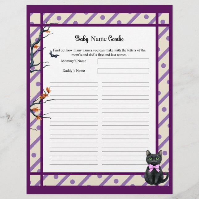 Brewing A Baby_  Baby Name Combo Shower game Letterhead (Front)