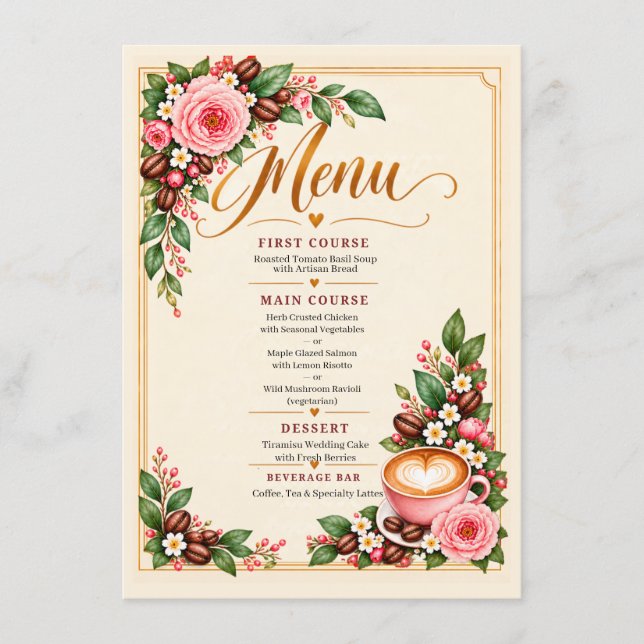 Brewing a Beautiful Romance Forever Menu (Front)