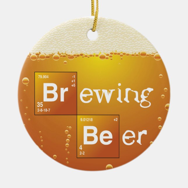 Brewing Beer Ceramic Ornament (Front)