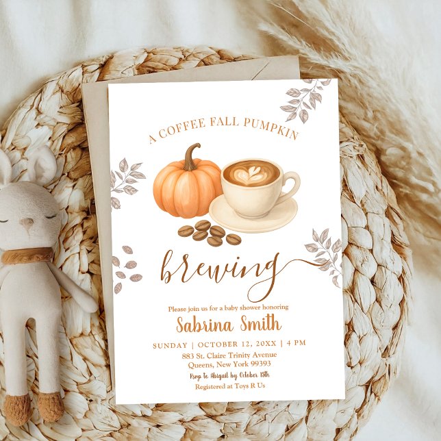 Brewing cinnamon Cozy Fall Pumpkin Baby Shower Invitation (Creator Uploaded)