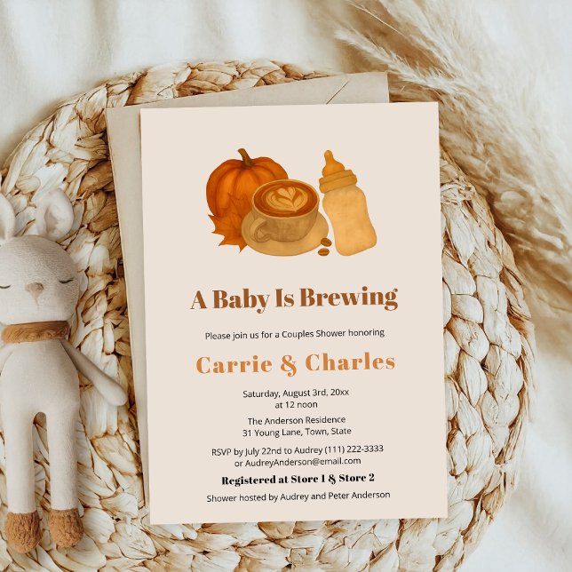Brewing cinnamon Cozy Fall Pumpkin Baby Shower Invitation (Creator Uploaded)