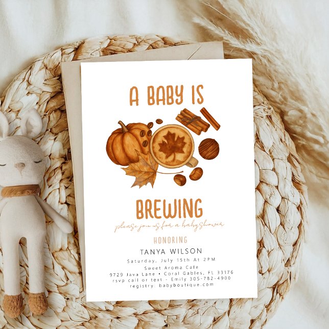 Brewing cinnamon Cozy Fall Pumpkin Baby Shower Invitation (Creator Uploaded)