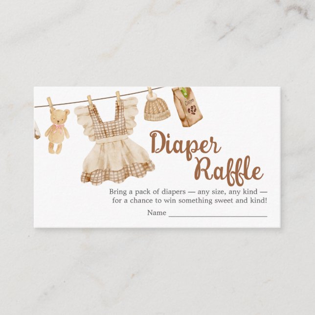 Brewing Coffee Baby Shower Diaper Raffle Enclosure Card (Front)