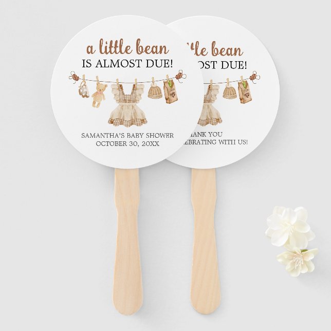 Brewing Coffee Baby Shower Hand Fan (Front and Back)