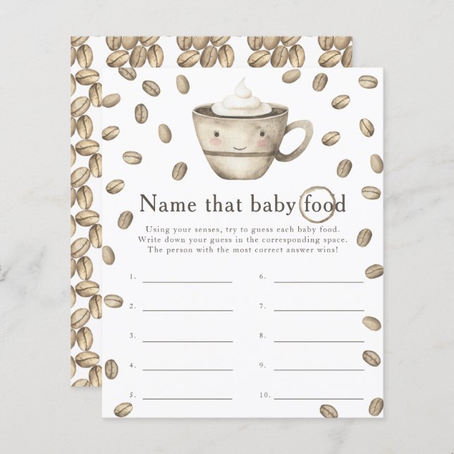 Brewing coffee baby shower  Name that baby food (Front/Back)
