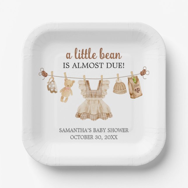 Brewing Coffee Baby Shower Paper Plates (Front)