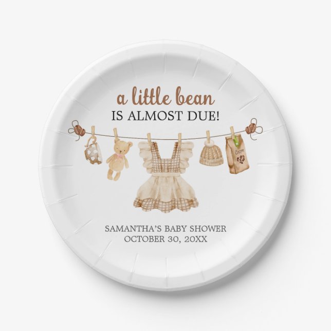 Brewing Coffee Baby Shower Paper Plates (Front)
