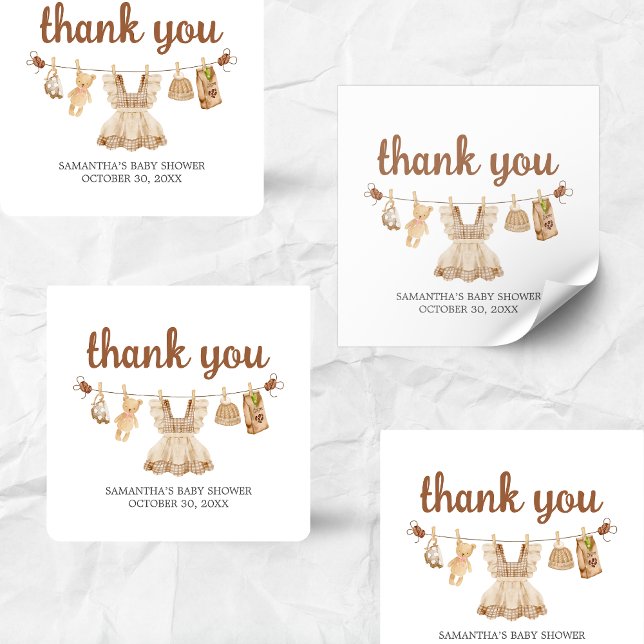 Brewing Coffee Baby Shower Square Sticker (Coffee Little Bean Clothesline Baby Shower Sticker)