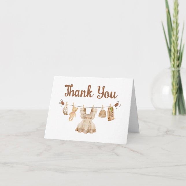 Brewing Coffee Baby Shower Thank You Card (Front)