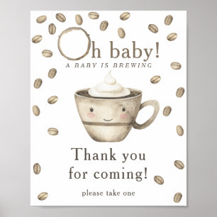 Brewing coffee baby shower Thank you for coming Poster