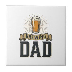 Brewing Dad Beer Vintage Engraving Shirt Design_1 Ceramic Tile