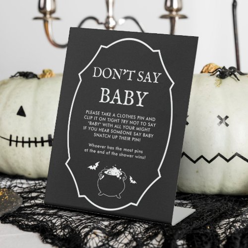 Brewing Halloween Baby Shower Dont Say Baby Game Pedestal Sign