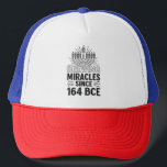 Brewing Miracles Since 164 BCE Hanukkah Jewish  Trucker Hat<br><div class="desc">Hanukkah Miracle Meme,  Jewish History Humor,  Menorah Oil Miracle,  Festival Of Lights Quote,  Hanukkah 2025 Tradition,  Brewing Miracles,  Ancient Jewish Humor,  Cultural Heritage,  Holiday History,  Miracle Of Light</div>