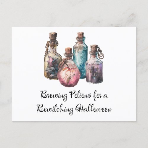 Brewing Potions For a Bewitching Halloween Holiday Postcard