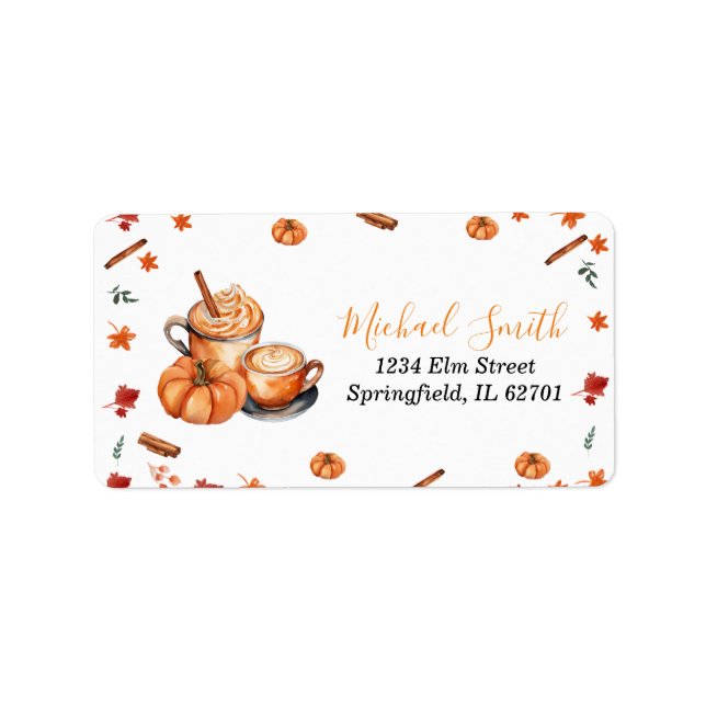 Brewing Pumpkin Spice Coffee Baby Shower Address Label (Front)