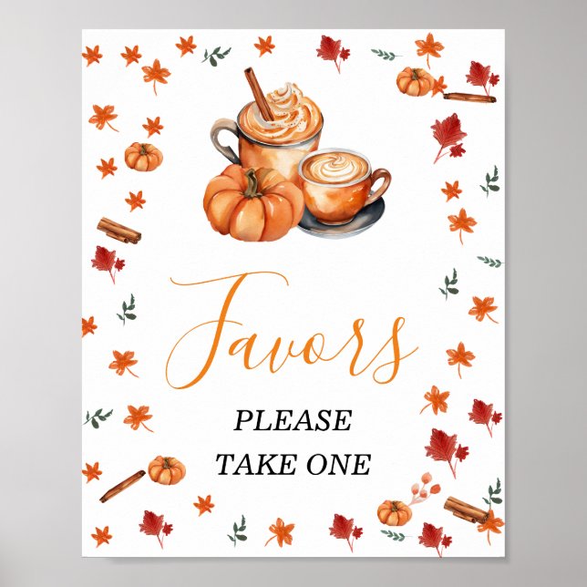 Brewing Pumpkin Spice Coffee Baby Shower Favors Poster (Front)