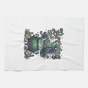 Brewing Trouble Cauldron Dragon Alchemy Crystals H Kitchen Towel